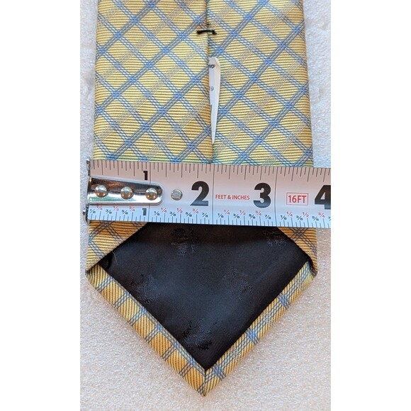 NEW BROOKS BROTHERS Makers Silk Neck Tie Yellow & Blue Cross Hatch 59x3.5" NWT - Picture 7 of 8